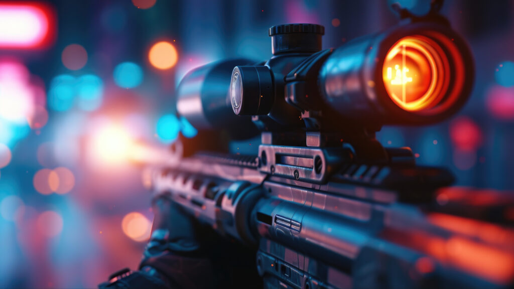 Close Up Of Rifle On City Street